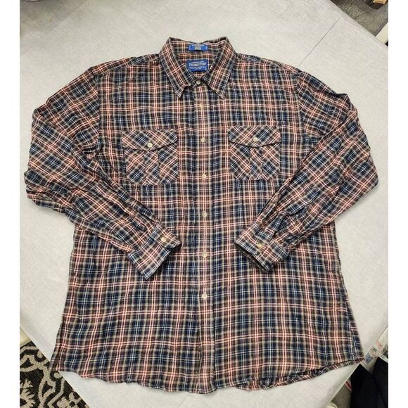 Pendleton Kingston shirt Fitted Flannel men plaid button up pockets cotton multi - Picture 9 of 9